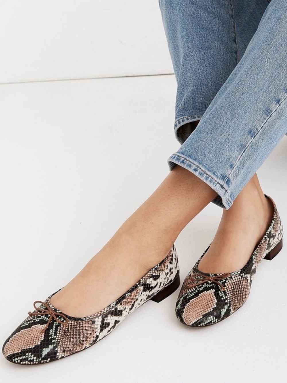 Madewell The Adelle Ballet Flats in Snake Embossed Leather Size 10